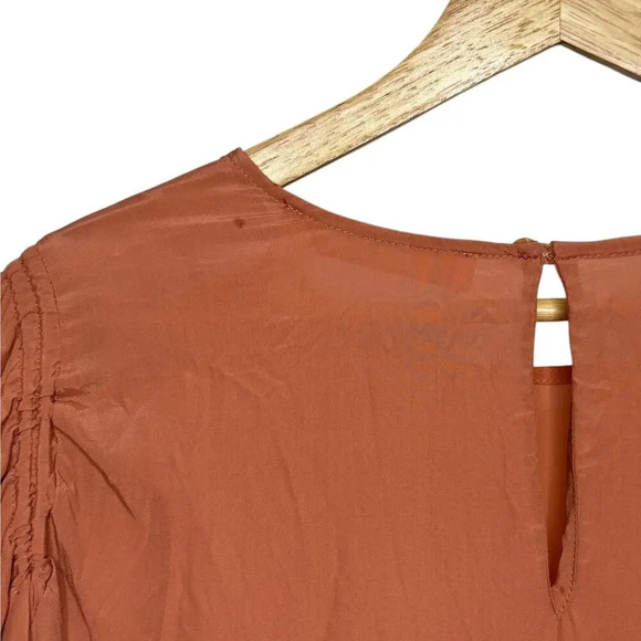 See By Chloe Silk Blend Long Balloon Sleeve Ruffle Blouse in Past Rose Size 6 - Picture 8 of 13